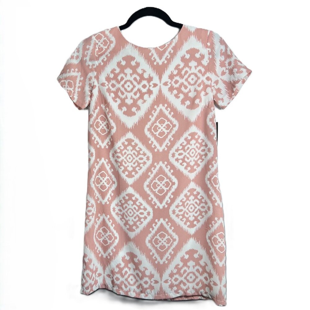 New Lulu’s Give Me A Print Diamond Print Shift Dress Pink & White Size XS